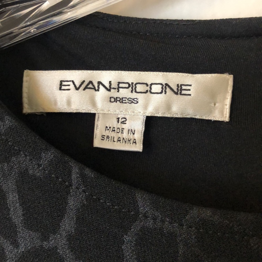 Evan-Picone Black Leopard Sheath Dress Structured Lined Buckle Detail LBD 12 NEW - Picture 7 of 14